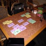 Collaborative Cardplay at a restaurant - cards on table photo